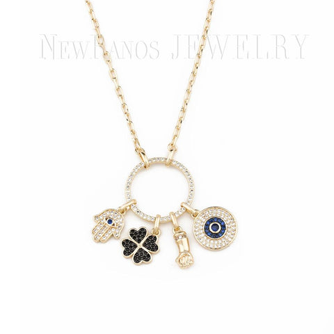 Turkish Circle Round Necklace Evil Eye Pendant Necklace