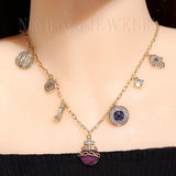 Turkish Crystal Heart & Cross Pendant Necklace