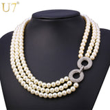 U7 Simulated Pearl Jewelry Rhinestone Wedding Choker Necklaces N451