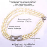 U7 White Pearl Necklace Multi Layers Luxury Simulated Pearl Wedding Jewelry