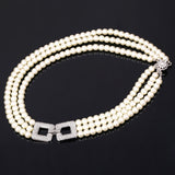 U7 White Pearl Necklace Multi Layers Luxury Simulated Pearl Wedding Jewelry