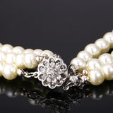 U7 White Pearl Necklace Multi Layers Luxury Simulated Pearl Wedding Jewelry