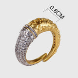 Unique Design Ring Copper metal in White and Gold color pave High Grade CZ Stones Ring