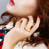 Unique Design Ring Copper metal in White and Gold color pave High Grade CZ Stones Ring