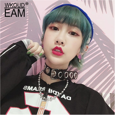 WKOUD EAM European And American Style Harajuku Punk Abdomen Belt Joker Item Collar Necklace ZE207