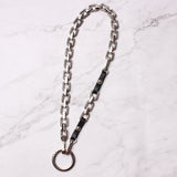 WKOUD EAM Temperament Metal Chain Split Joint Spliced PU Leather Cool Personality Necklaces LD029