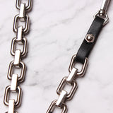 WKOUD EAM Temperament Metal Chain Split Joint Spliced PU Leather Cool Personality Necklaces LD029