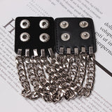 WKOUD EAMSpring Summer Temperament Black Chain Rivet Split Joint Pu Leather Bracelet