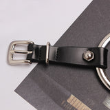 WKOUD EAM Temperament Metal Pu Leather Split Joint Cool Buckle Bracelet