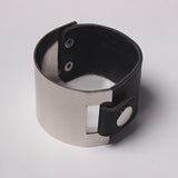 WKOUD EAM Spring Summer Temperament Metal Split Joint Pu Leather Personality Bracelet