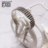 WKOUD EAM Spring Summer Temperament Rhinestone Tassels Split Joint Metal Bracelet