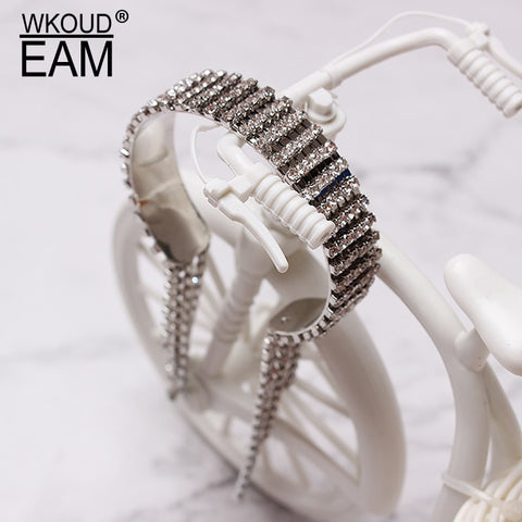 WKOUD EAM Spring Summer Temperament Rhinestone Tassels Split Joint Metal Bracelet