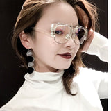 WKOUD EAM Hit Color Hair Ball Personality Earrings