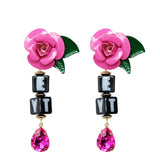 WKOUD EAM Rainstone Petal Shape Brief Temperament Earrings