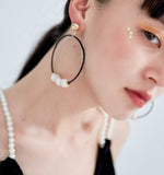 WKOUD EAM Simple Imitation Pearl Black Circle Earrings