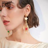 WKOUD EAM Star Flowers Shape Brief Personality Earrings