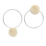 WKOUD EAM Dimensional Asymmetric Circle Hair Ball Earrings