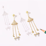 WKOUD EAM Temperament Baroque Trojan Pendant Tassel Long Earrings