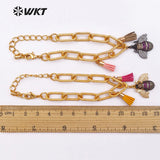 WKT WT-B392 Cool Electroplated Bracelets with Mini Cute Micro Pave Ladybug Tassel Charms