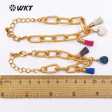 WKT WT-B393 Mini Pendants Heart Shape Tassel Adjustable Bangles Bracelet