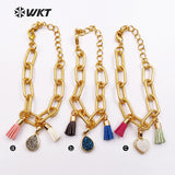 WKT WT-B393 Mini Pendants Heart Shape Tassel Adjustable Bangles Bracelet