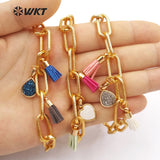 WKT WT-B393 Mini Pendants Heart Shape Tassel Adjustable Bangles Bracelet