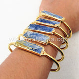 WT-B243 5pcs Natural Kyanite Bracelet,24k gold electroplated bracelet