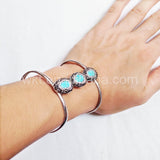 WT-B244 Tibetan Cuff Natural howlite triple howlite big cuff bangle in silver trim silver bracelet