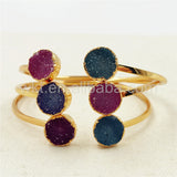 WT-B262 Double Druzy Stone Gold Natural Bracelets