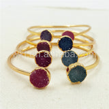 WT-B262 Double Druzy Stone Gold Natural Bracelets