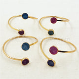 WT-B262 Double Druzy Stone Gold Natural Bracelets