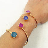 WT-B262 Double Druzy Stone Gold Natural Bracelets