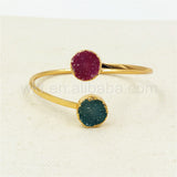 WT-B262 Double Druzy Stone Gold Natural Bracelets