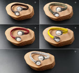 WT-B278 5pcs/lot Genuine Leather Bangle Pearl Adjustable Bangle