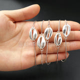 WT-B309 Silver Shell Link & Chain Bracelets Natural Cowrie Shell Connector Bracelet