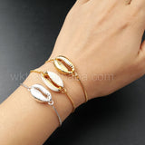 WT-B309 Silver Shell Link & Chain Bracelets Natural Cowrie Shell Connector Bracelet