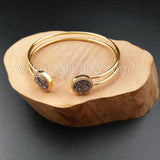 WT-B313 Titaniume Druzy Stone 8 Colors Double Stone Druzy Stone Titanium Bracelets