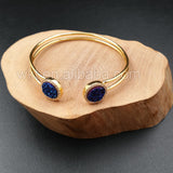 WT-B313 Titaniume Druzy Stone 8 Colors Double Stone Druzy Stone Titanium Bracelets