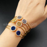 WT-B313 Titaniume Druzy Stone 8 Colors Double Stone Druzy Stone Titanium Bracelets