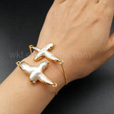 WT-B341 wholesale custom Fashionable design 24K gold trim pearl Connector Bracelets cross shape Connector Bracelets