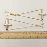 WT-B341 wholesale custom Fashionable design 24K gold trim pearl Connector Bracelets cross shape Connector Bracelets