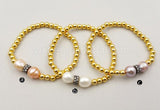 WT-B351 Pearl Beaded Bracelet Resist Tarnishable Gold Electroplated Brass Beads