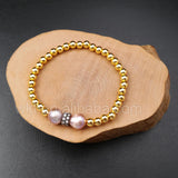 WT-B351 Pearl Beaded Bracelet Resist Tarnishable Gold Electroplated Brass Beads