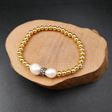 WT-B351 Pearl Beaded Bracelet Resist Tarnishable Gold Electroplated Brass Beads