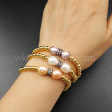 WT-B351 Pearl Beaded Bracelet Resist Tarnishable Gold Electroplated Brass Beads