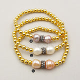 WT-B351 Pearl Beaded Bracelet Resist Tarnishable Gold Electroplated Brass Beads