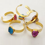 WT-B361 Natural Druzy Bangle With Gold Electrolated Jewelry Colorful Druzy Stone Bracelet