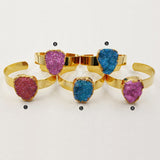 WT-B361 Natural Druzy Bangle With Gold Electrolated Jewelry Colorful Druzy Stone Bracelet