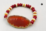 WT-B362 Unique Natural Slice Druzy Stone Elasticity Rope Beads With Adjustable Size Bangle