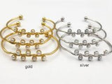 WT-B387 Generous Bracelet Bangle Natural Freshwater Pearl Brass